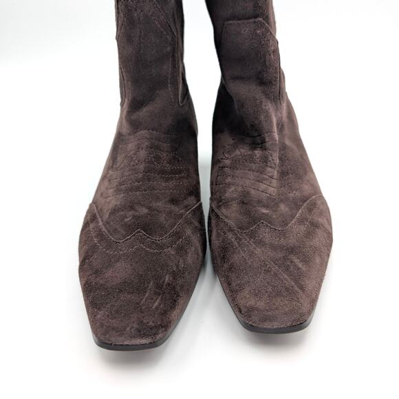 Steve Madden Dollie Western Boots Women's Square Toe Brown Suede Size US8M EU39 - Picture 3 of 10